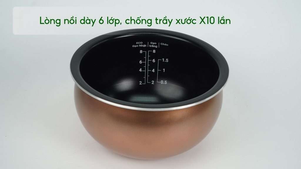 Nồi Cơm Điện Tử Cao Tần Tefal Rice Master RK8131Y0 1.5L Lòng nồi dày 6 lớp, chống trầy xước X10 lần