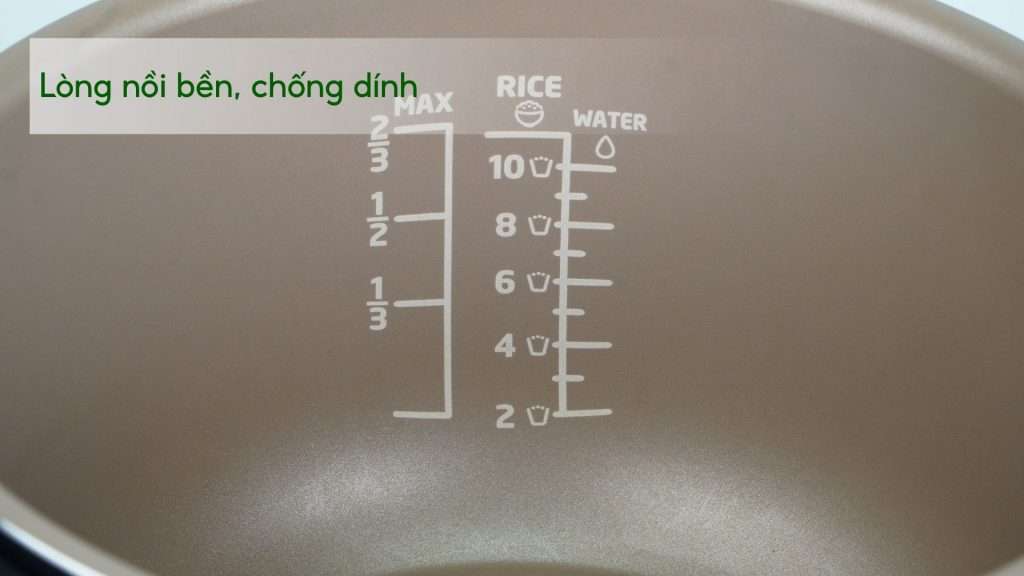 Nồi áp suất PHILIPS HD2103_66_Bạc và Đen Lòng nồi bền, chống dính