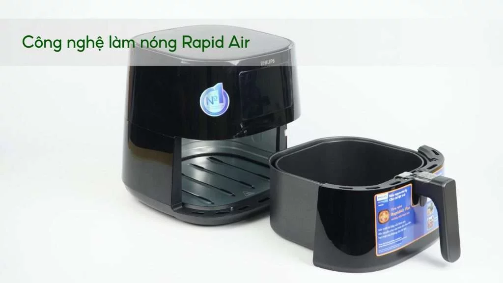 Nồi chiên không dầu PHILIPS HD9280_90_Đen Công nghệ làm nóng Rapid Air