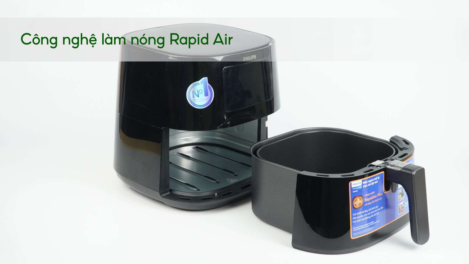 Nồi chiên không dầu PHILIPS HD9280_90_Đen Công nghệ làm nóng Rapid Air