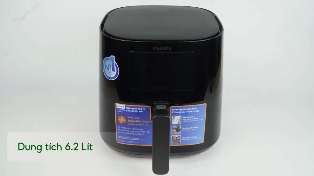 Nồi chiên không dầu PHILIPS HD9280_90_Đen Dung tích 6.2 Lít