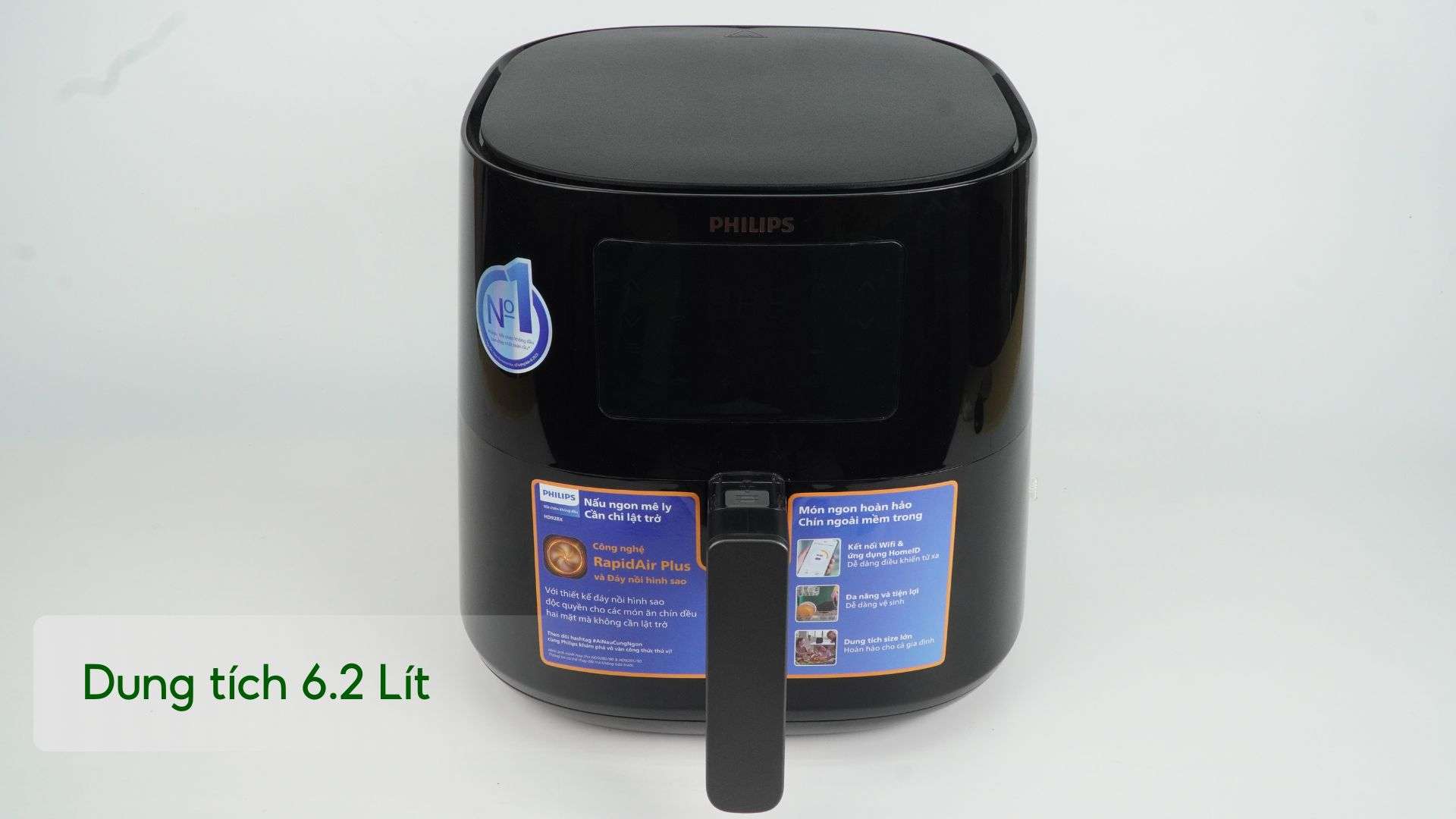 Nồi chiên không dầu PHILIPS HD9280_90_Đen Dung tích 6.2 Lít