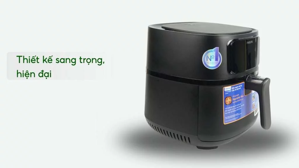 Nồi chiên không dầu PHILIPS HD9285_90_Đen nhám Thiết kế sang trọng, hiện đại