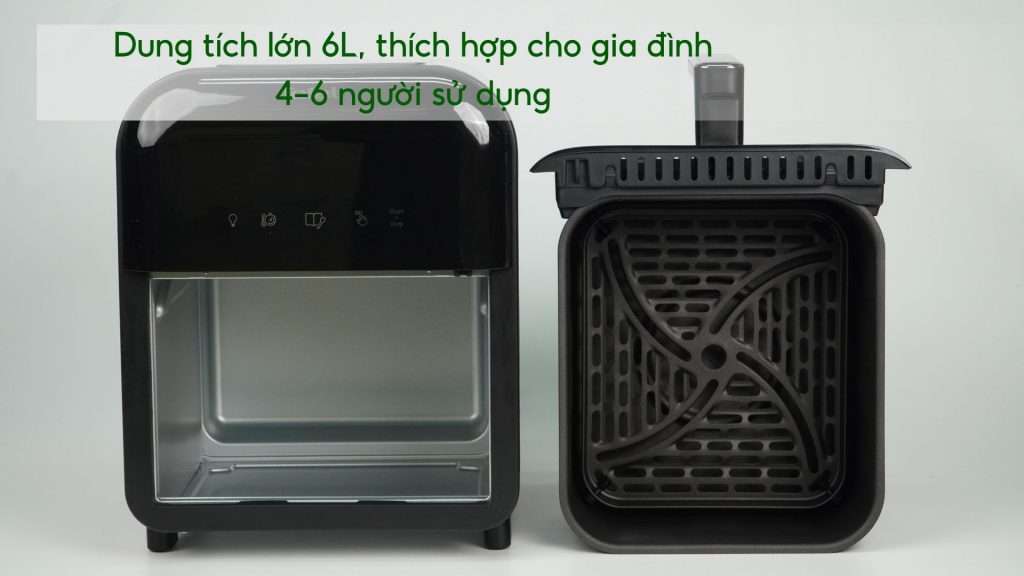 Nồi chiên không dầu Tefal Window EY821868 6L Dung tích lớn 6L, thích hợp cho gia đình 4-6 người sử dụng