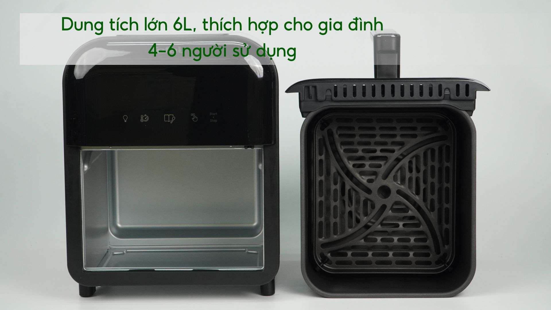 Nồi chiên không dầu Tefal Window EY821868 6L Dung tích lớn 6L, thích hợp cho gia đình 4-6 người sử dụng