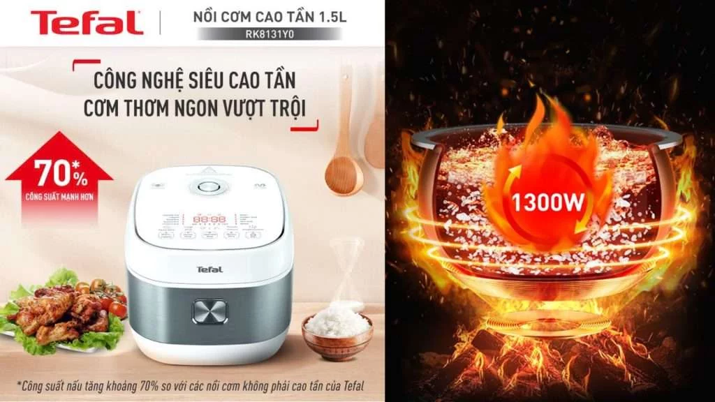 Nồi cơm điện tử cao tần Tefal 1.5L (RK8131Y0) - Công suất 1300W