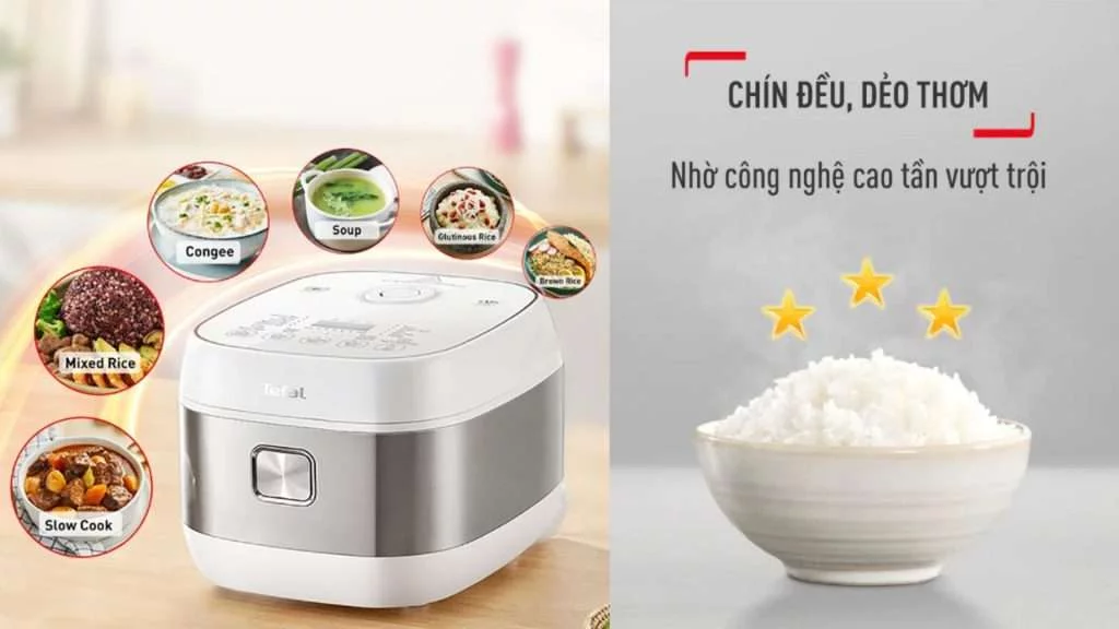 Nồi cơm điện tử cao tần Tefal 1.5L (RK8131Y0) - Đa dạng chức năng nấu