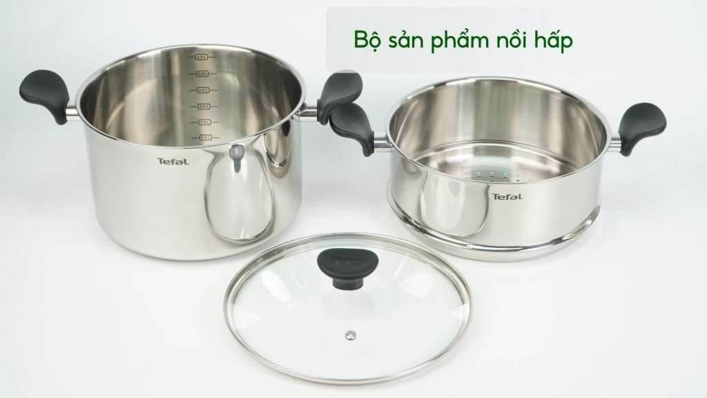 Nồi hấp Inox cao cấp 18_10 Tefal Couscous Primary E3089504, 24cm Bộ sản phẩm nồi hấp