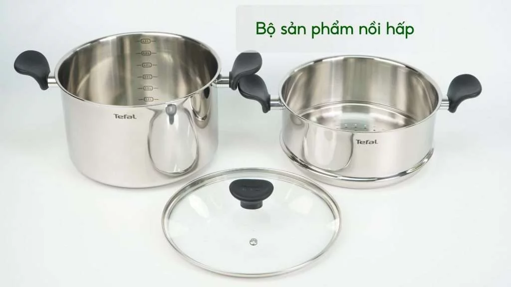 Nồi hấp Inox cao cấp 18_10 Tefal Couscous Primary E3089504, 24cm Bộ sản phẩm nồi hấp