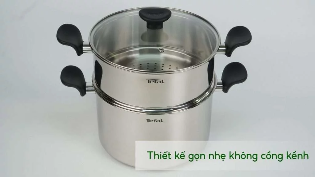 Nồi hấp Inox cao cấp 18_10 Tefal Couscous Primary E3089504, 24cm Thiết kế gọn nhẹ không cồng kềnh