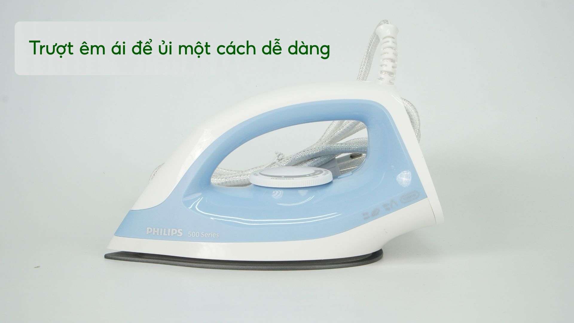 Bàn ủi khô Philips DST0520_20 Xanh dương Trượt êm ái để ủi một cách dễ dàng