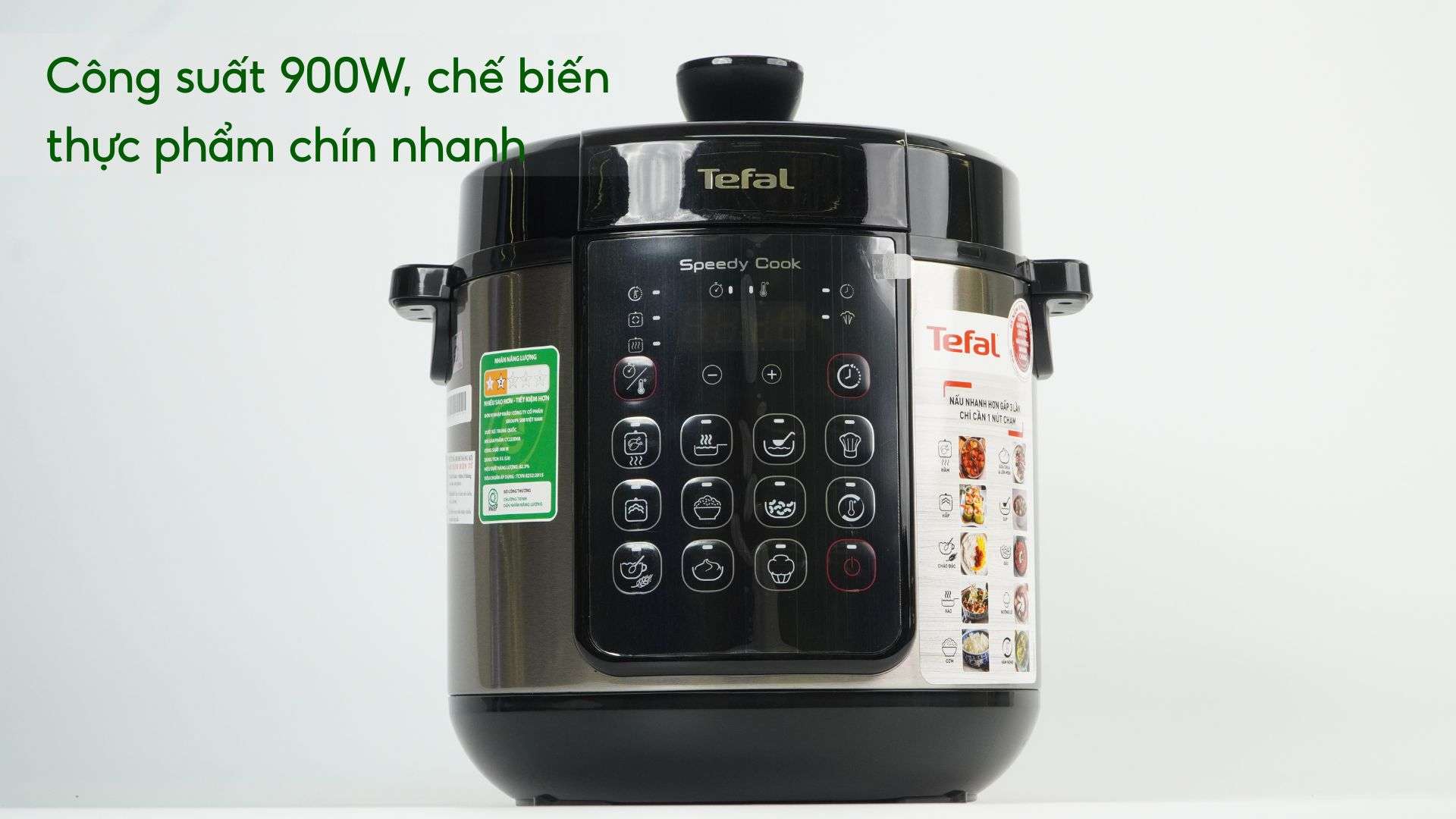 Nồi áp suất Tefal CY222D68 Công suất 900W, chế biến thực phẩm chín nhanh