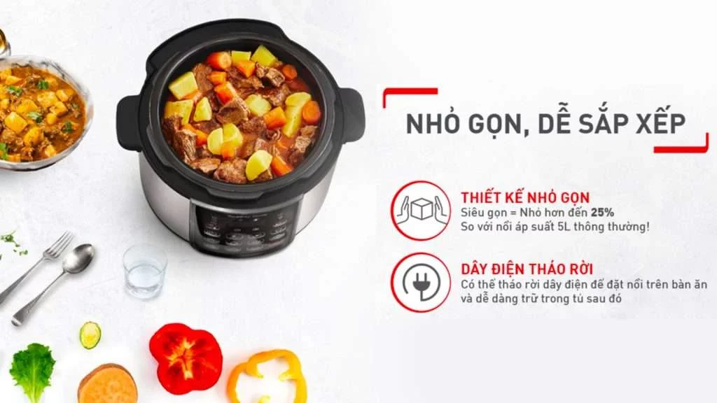 Nồi áp suất điện đa năng Tefal Speedy Cook (CY222D68) - Dung tích 5L, thiết kế nhỏ gọn