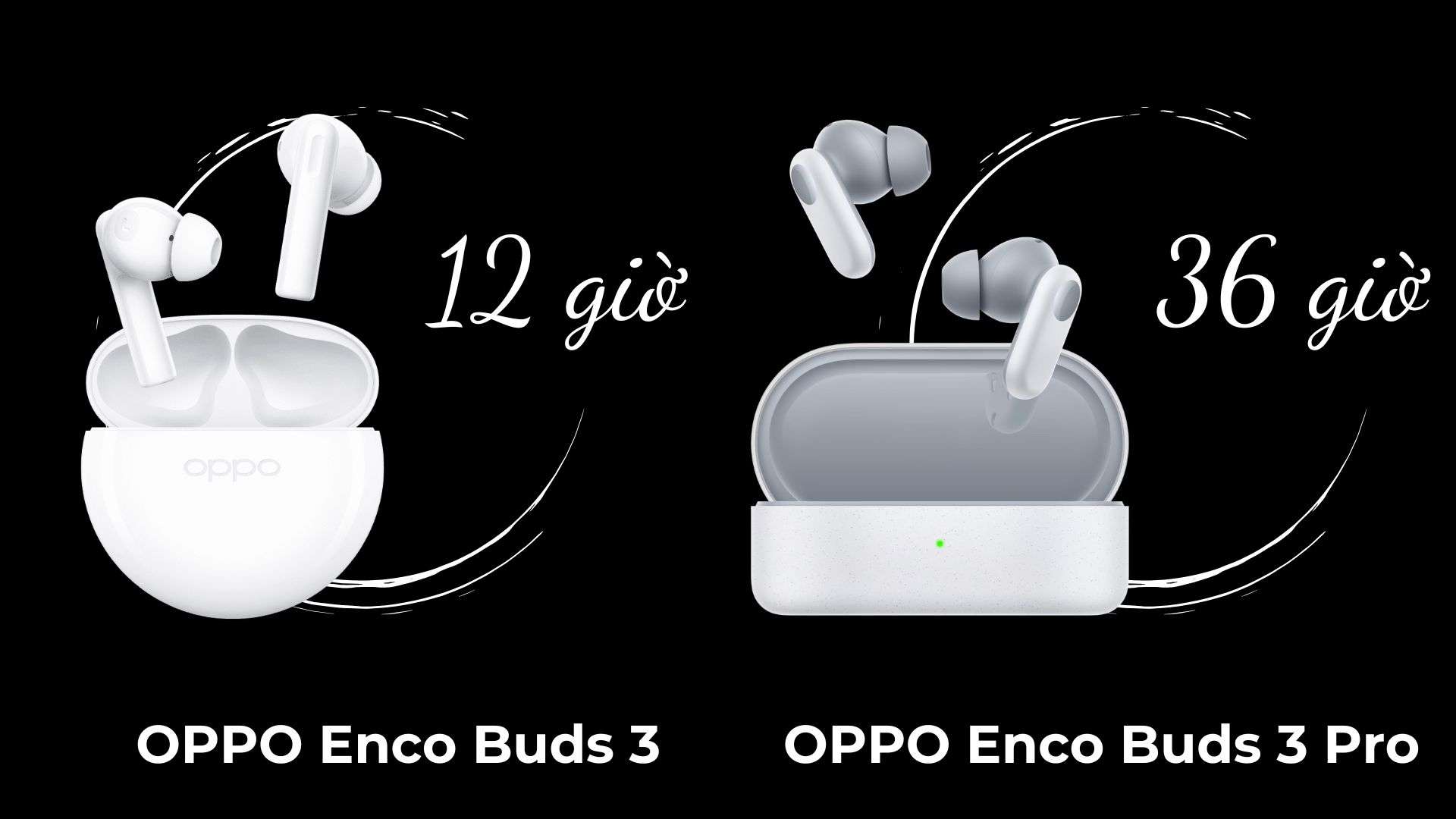 OPPO Enco Buds 3 và Buds 3 Pro thời lượng pin