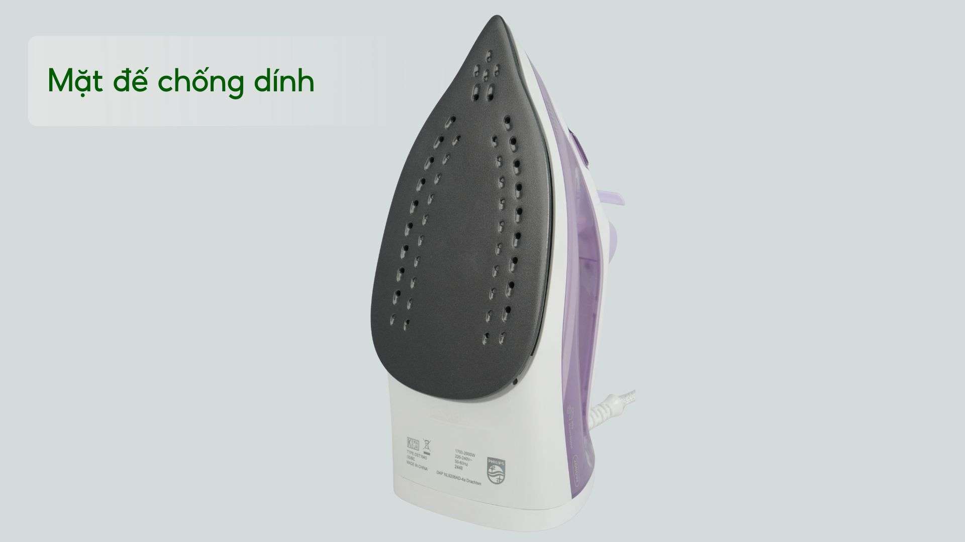 Bàn ủi hơi nước Philips DST1040_30 Tím Mặt đế chống dính