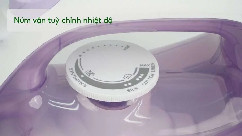 Bàn ủi hơi nước Philips DST1040_30 Tím Núm vặn tuỳ chỉnh nhiệt độ