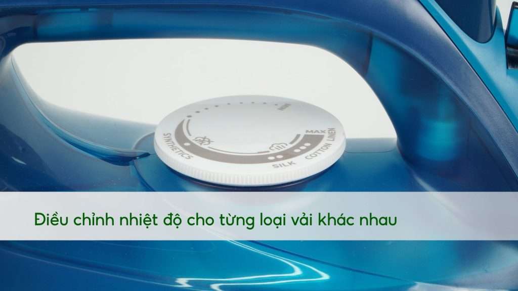 Bàn ủi hơi nước Philips DST3040_70 Xanh dương Điều chỉnh nhiệt độ cho từng loại vải khác nhau