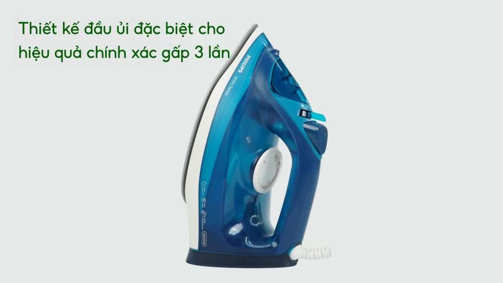 Bàn ủi hơi nước Philips DST3040_70 Xanh dương Thiết kế đầu ủi đặc biệt cho hiệu quả chính xác gấp 3 lần