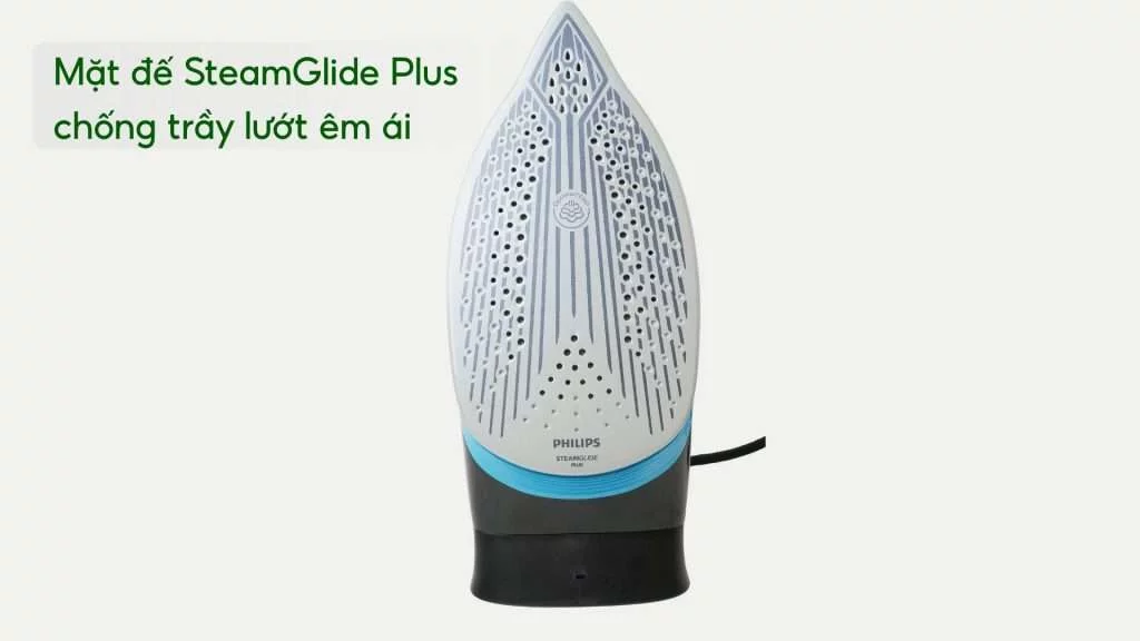 Bàn ủi hơi nước Philips GC3920_20 Xanh dương và đen Mặt đế SteamGlide Plus chống trầy lướt êm ái