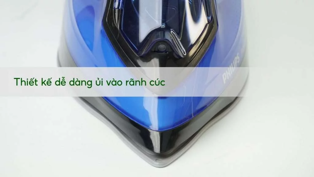 Bàn ủi hơi nước Philips GC3920_20 Xanh dương và đen Thiết kế dễ dàng ủi vào rãnh cúc