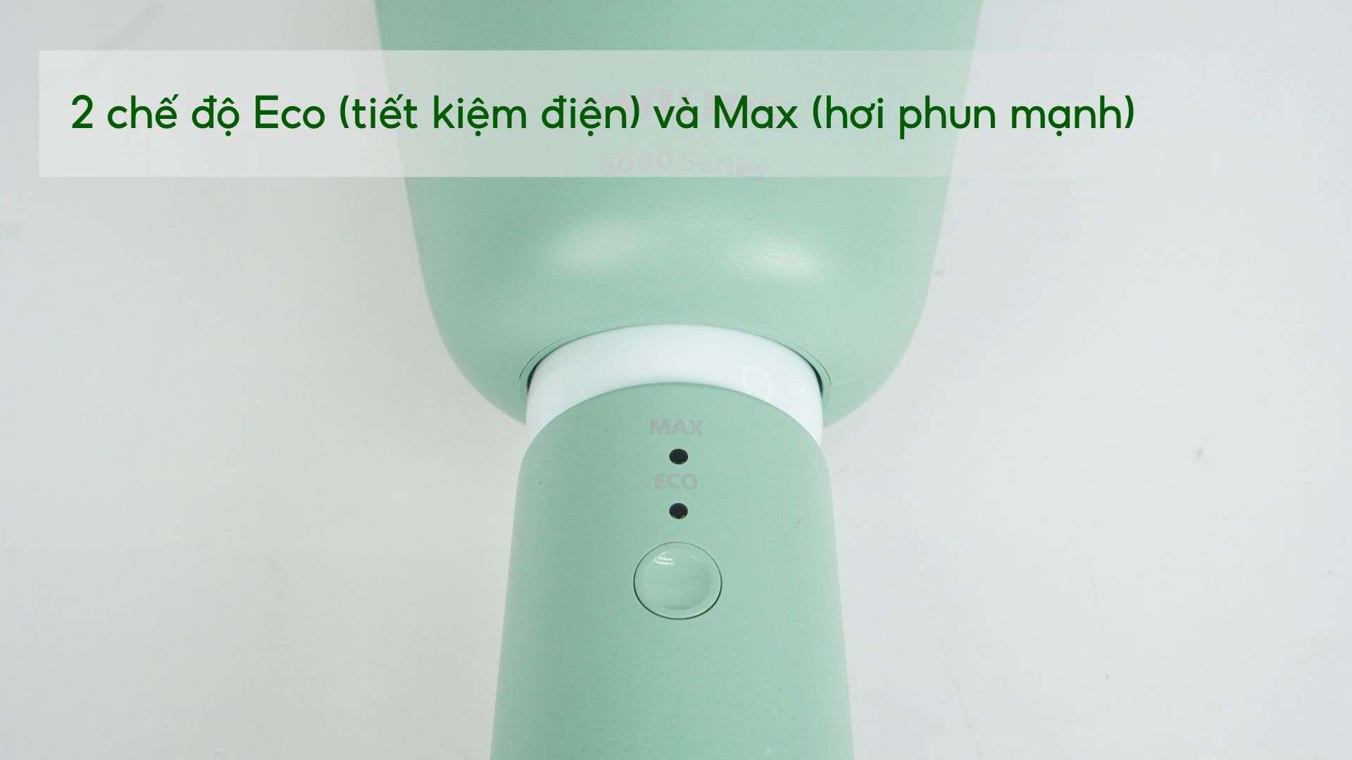 Bàn ủi hơi nước cầm tay Philips STH5010_70 Xanh ngọc 2 chế độ Eco (tiết kiệm điện) và Max (hơi phun mạnh)