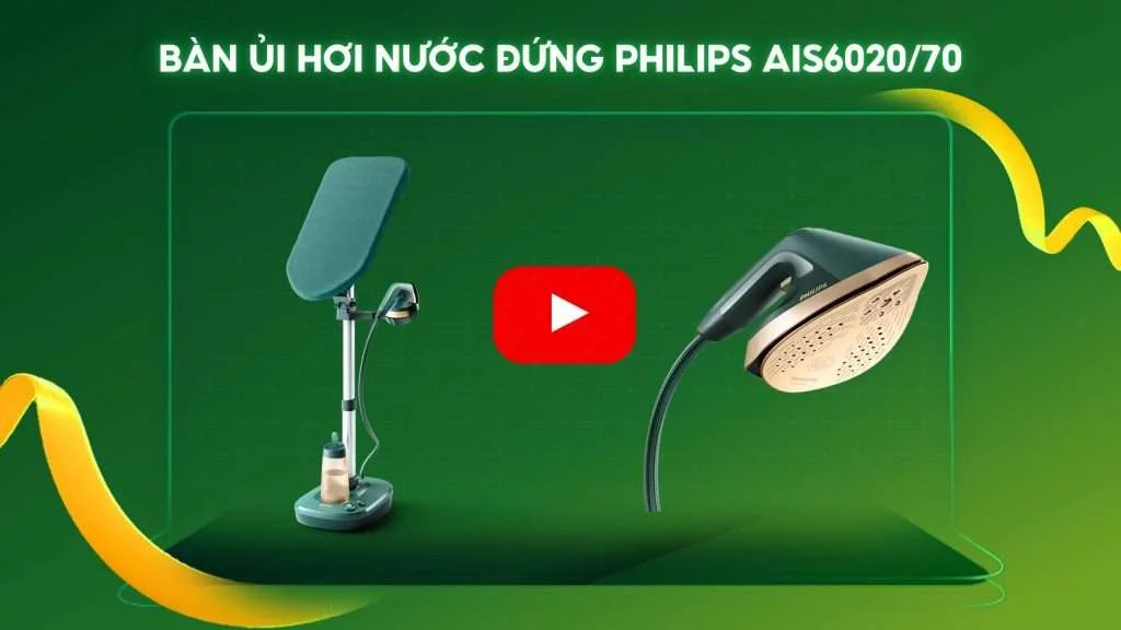 Bàn ủi hơi nước đứng Philips AIS602070 Xanh cổ vịt