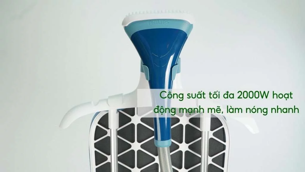 Bàn ủi hơi nước đứng Philips STE104020 Xanh dương Công suất tối đa 2000W hoạt động mạnh mẽ, làm nóng nhanh