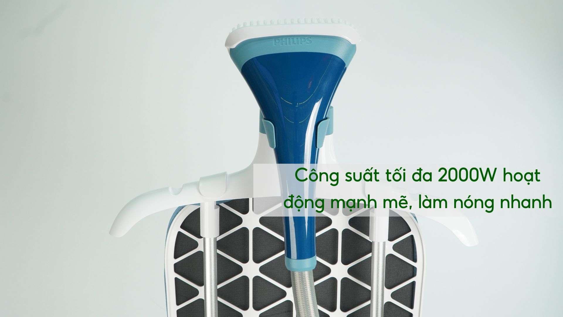 Bàn ủi hơi nước đứng Philips STE104020 Xanh dương Công suất tối đa 2000W hoạt động mạnh mẽ, làm nóng nhanh