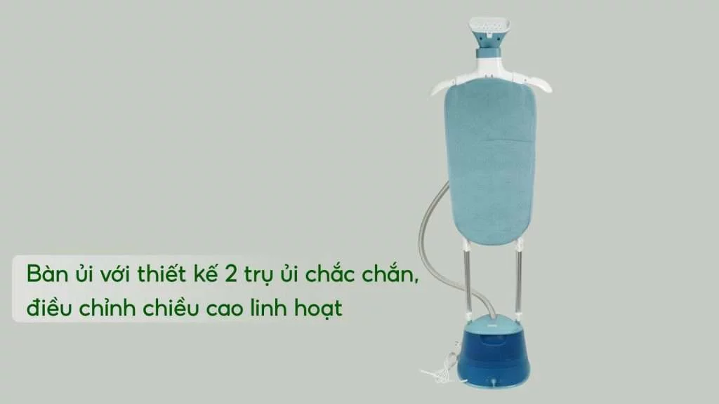 Bàn ủi hơi nước đứng Philips STE1040_20 Xanh dương Bàn ủi với thiết kế 2 trụ ủi chắc chắn, điều chỉnh chiều cao linh hoạt