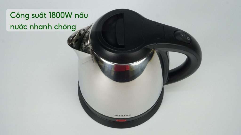 Bình đun PHILIPS HD9303_03 Bạc và đen Công suất 1800W nấu nước nhanh chóng