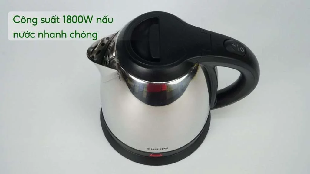 Bình đun PHILIPS HD9303_03 Bạc và đen Công suất 1800W nấu nước nhanh chóng