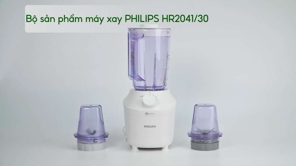 Bộ sản phẩm Máy xay sinh tố PHILIPS HR2041_30 Trắng