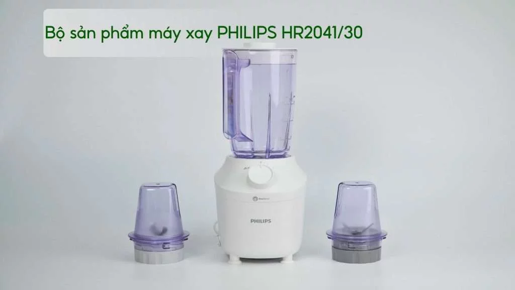 Bộ sản phẩm Máy xay sinh tố PHILIPS HR2041_30 Trắng
