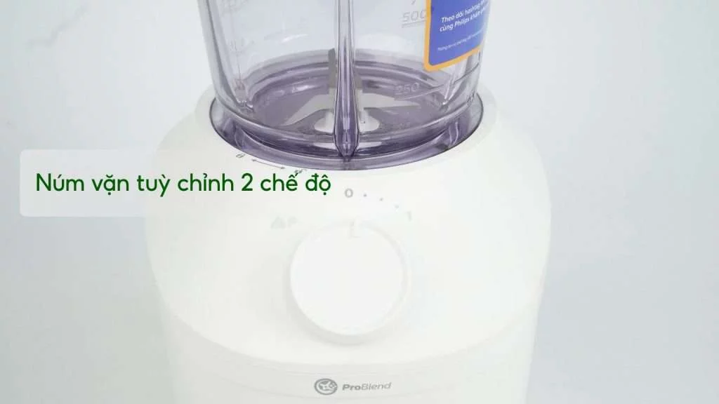 Máy xay sinh tố PHILIPS HR2041_10_Trắng Núm vặn tuỳ chỉnh 2 chế độ