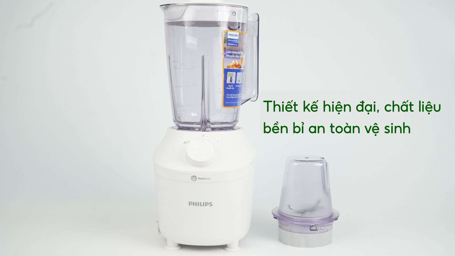 Máy xay sinh tố PHILIPS HR2041_10_Trắng Thiết kế hiện đại, chất liệu bền bỉ an toàn vệ sinh