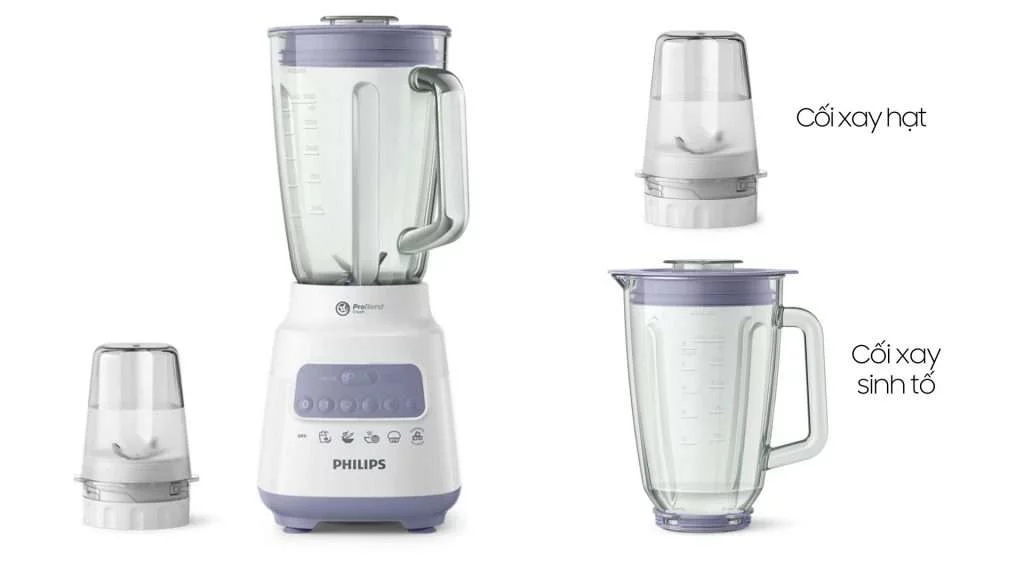 Máy xay sinh tố PHILIPS HR2222_00 - Gồm 2 cối xay tiện lợi