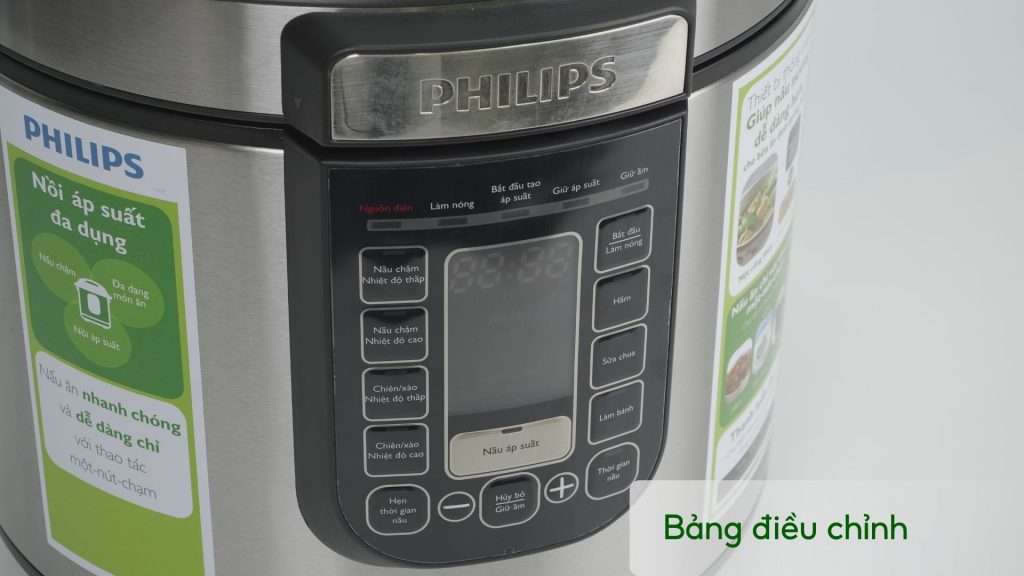 Nồi áp suất PHILIPS HD2237_66 Bạc và đen Bảng điều chỉnh