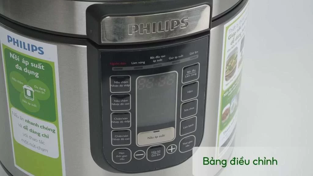 Nồi áp suất PHILIPS HD2237_66 Bạc và đen Bảng điều chỉnh