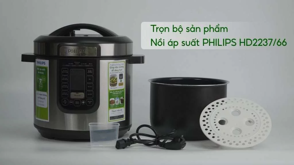 Nồi áp suất PHILIPS HD2237_66 Bạc và đen Trọn bộ sản phẩm