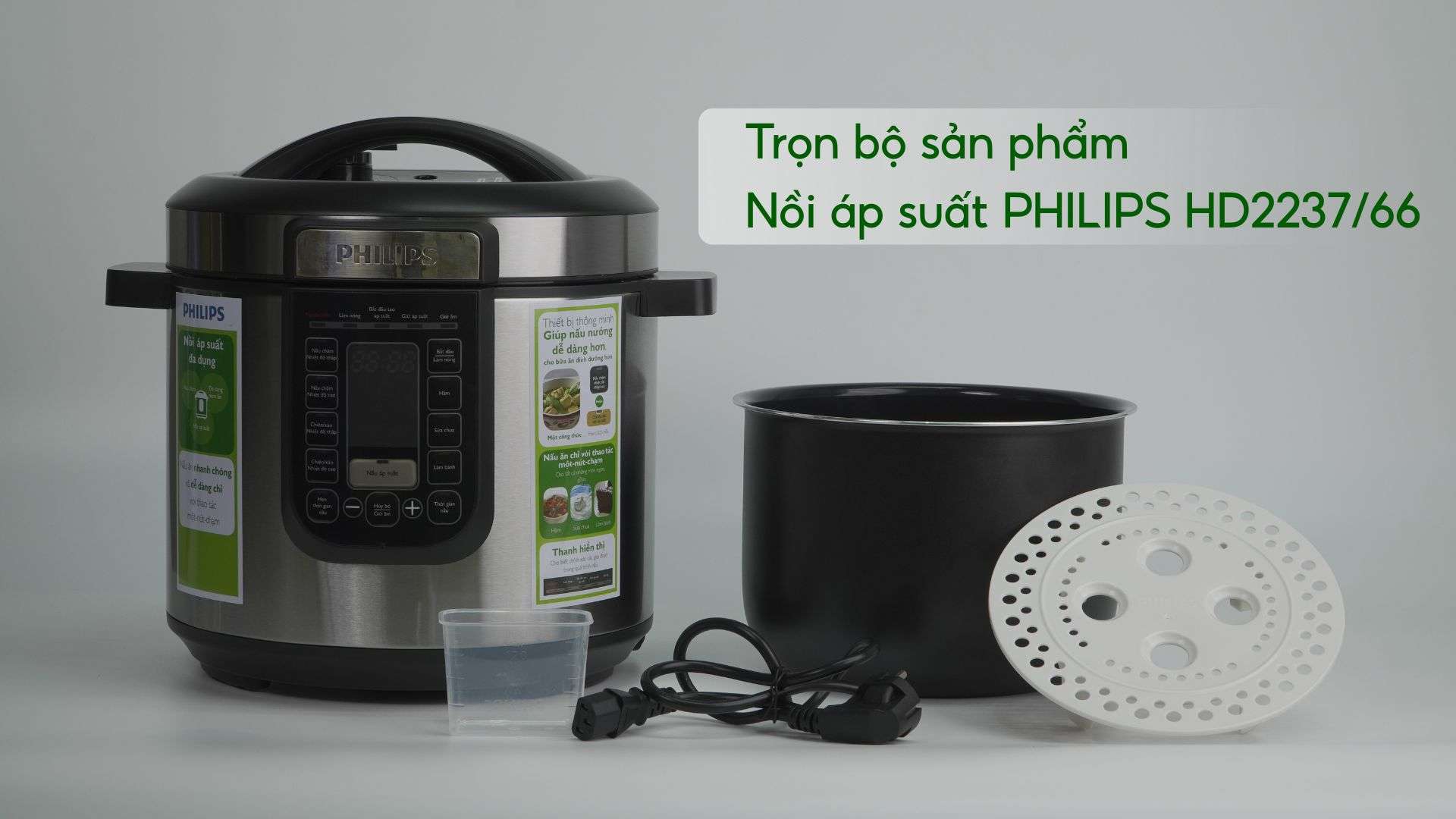 Nồi áp suất PHILIPS HD2237_66 Bạc và đen Trọn bộ sản phẩm