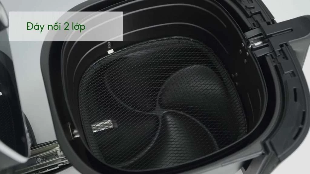 Nồi chiên không dầu PHILIPS HD9880_90 Đen nhám Đáy nồi 2 lớp