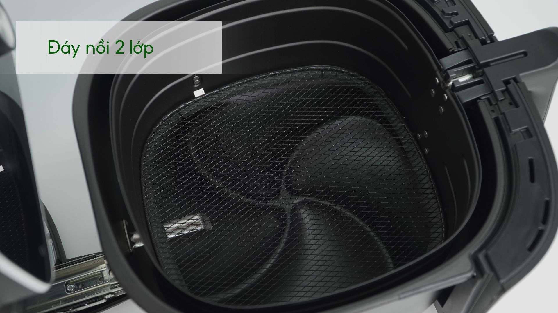 Nồi chiên không dầu PHILIPS HD9880_90 Đen nhám Đáy nồi 2 lớp