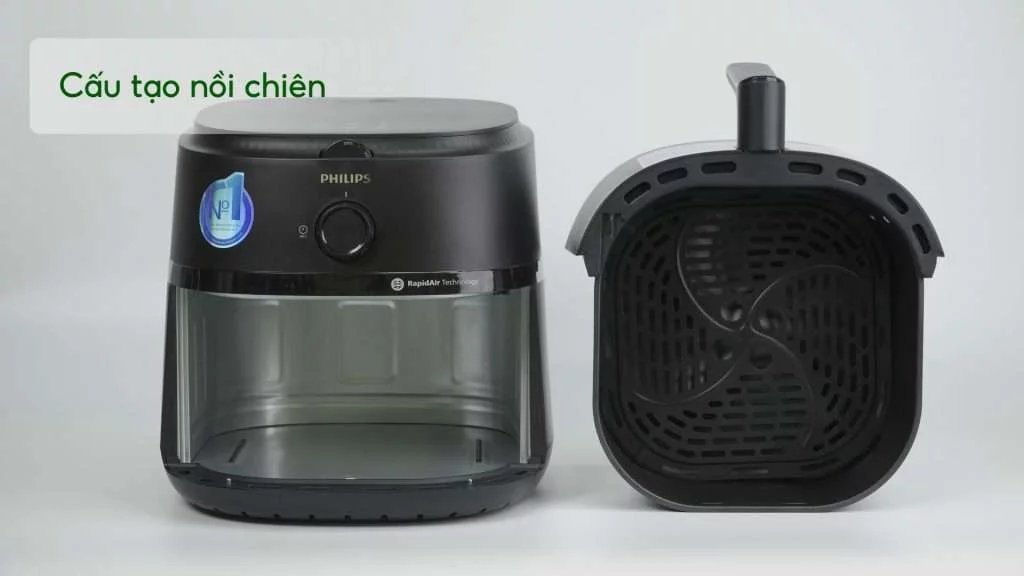 Nồi chiên không dầu PHILIPS NA130_00 Đen Cấu tạo nồi chiên