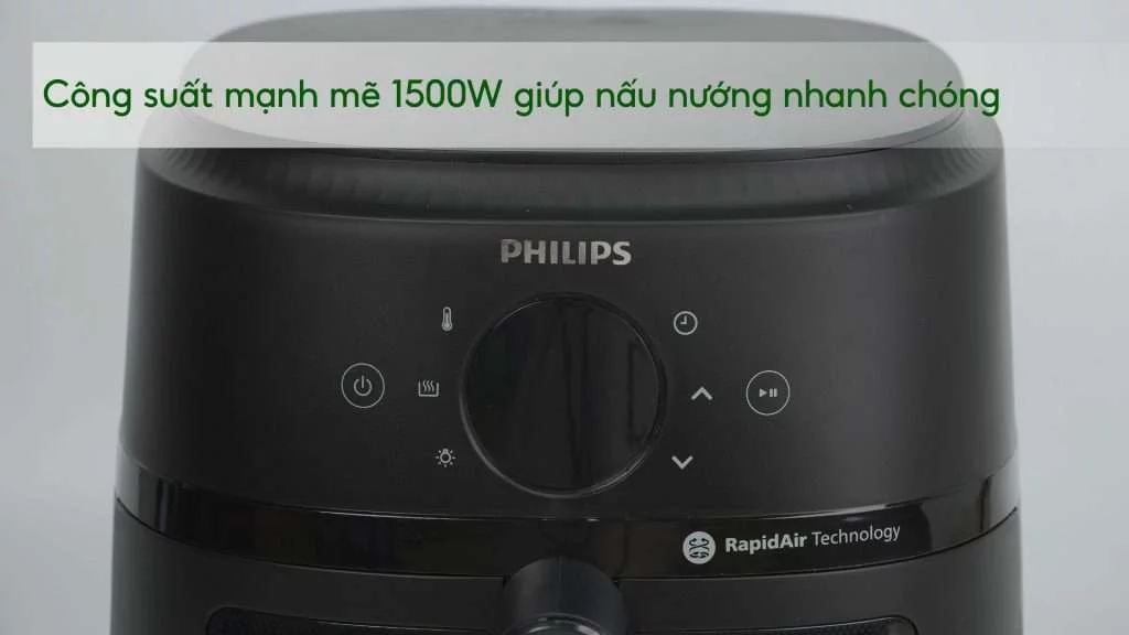 Nồi chiên không dầu PHILIPS NA220_00 Đen Công suất mạnh mẽ 1500W giúp nấu nướng nhanh chóng