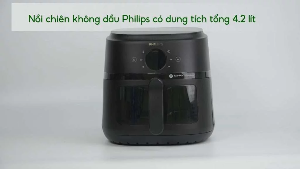 Nồi chiên không dầu PHILIPS NA220_00 Đen Nồi chiên không dầu Philips có dung tích tổng 4.2 lít