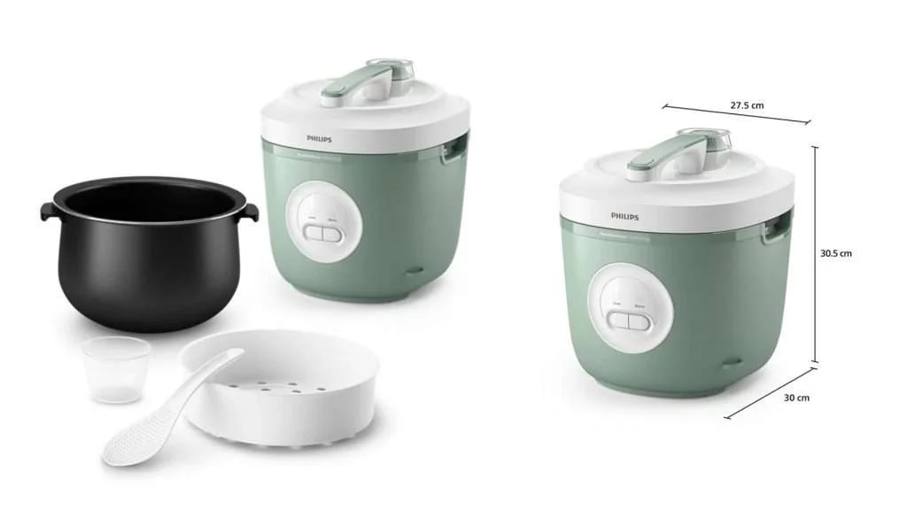 Nồi cơm điện PHILIPS HD3212_32 - Chi tiết phụ kiện và kích thước
