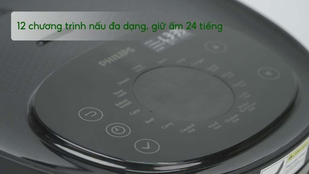 Nồi cơm điện tử PHILIPS HD4539_62_Đen viền đồng 12 chương trình nấu đa dạng, giữ ấm 24 tiếng
