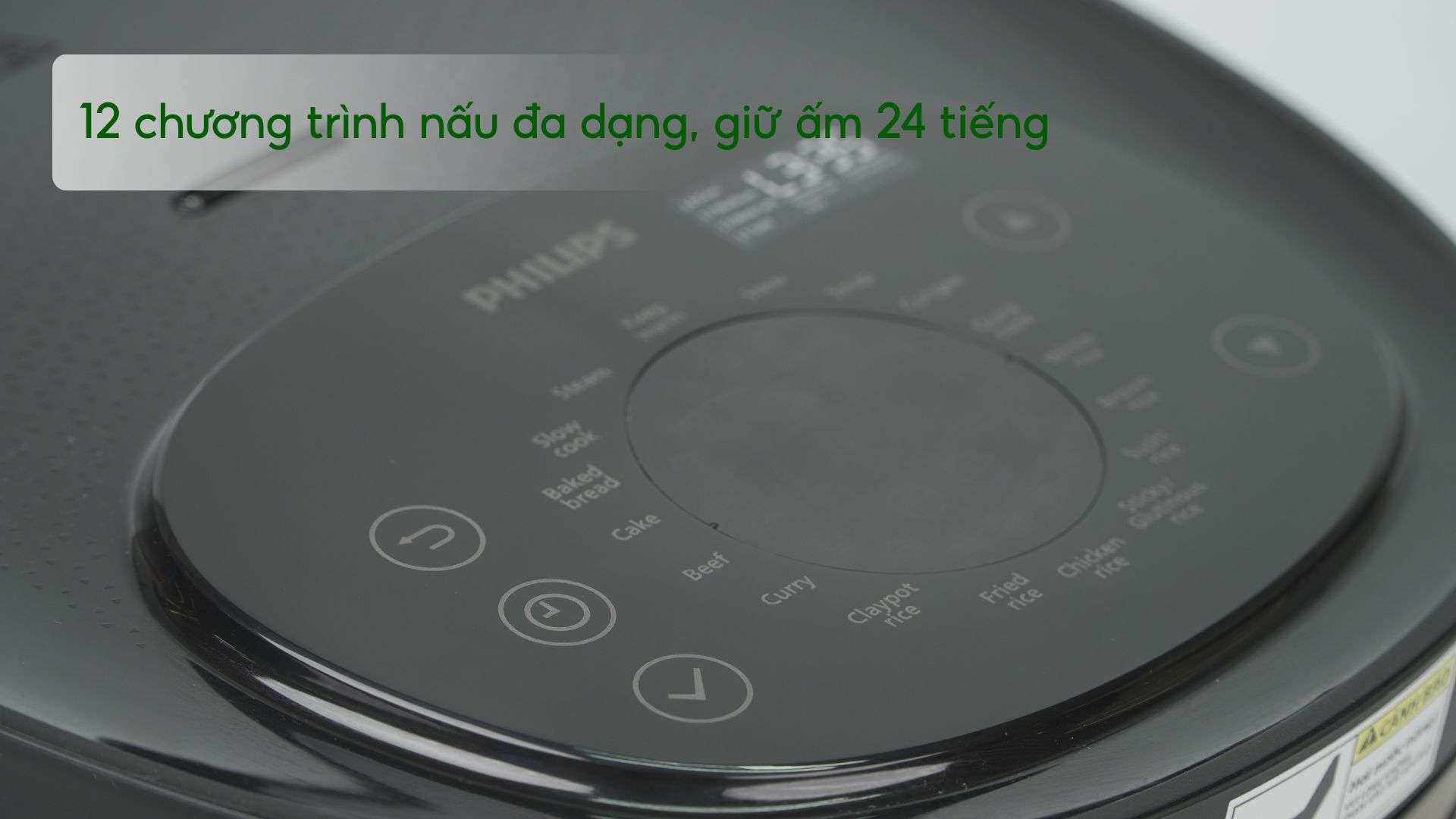 Nồi cơm điện tử PHILIPS HD4539_62_Đen viền đồng 12 chương trình nấu đa dạng, giữ ấm 24 tiếng