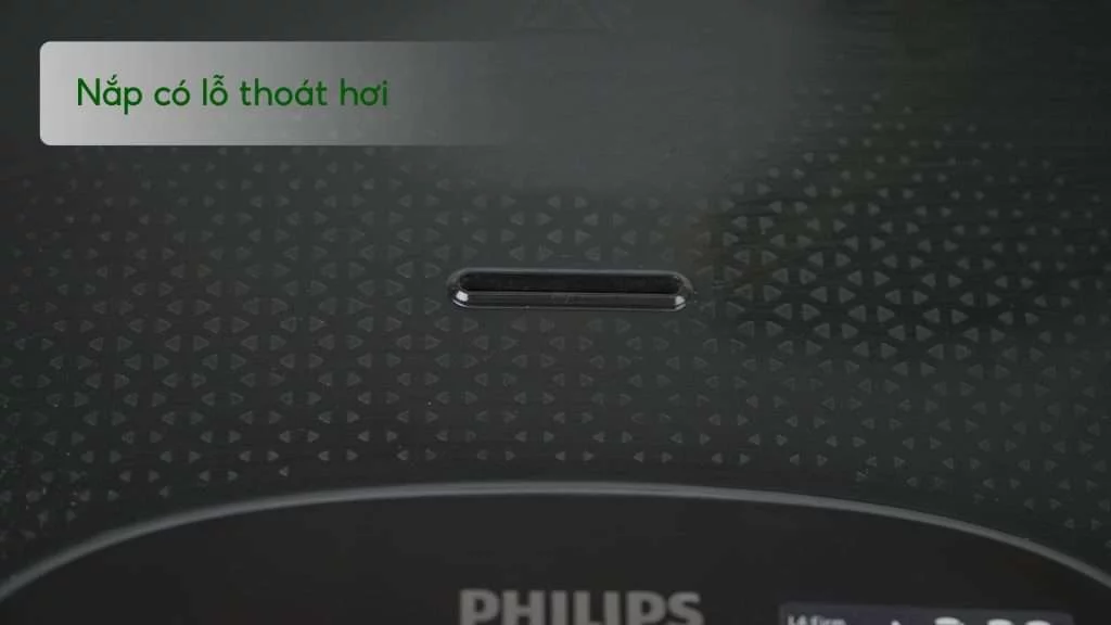 Nồi cơm điện tử PHILIPS HD4539_62_Đen viền đồng Nắp có lỗ thoát hơi
