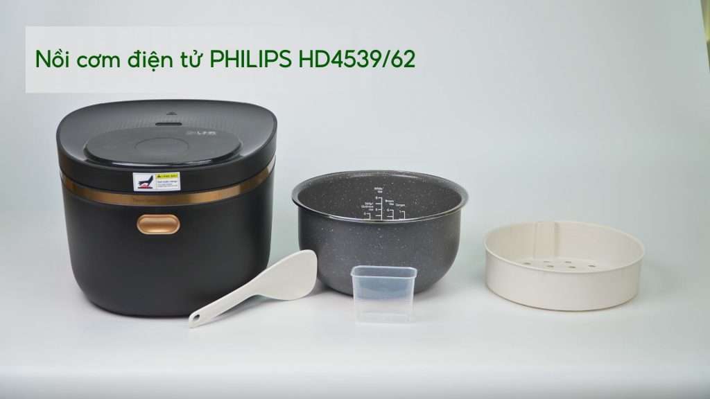 Nồi cơm điện tử PHILIPS HD4539_62_Đen viền đồng bộ sản phẩm